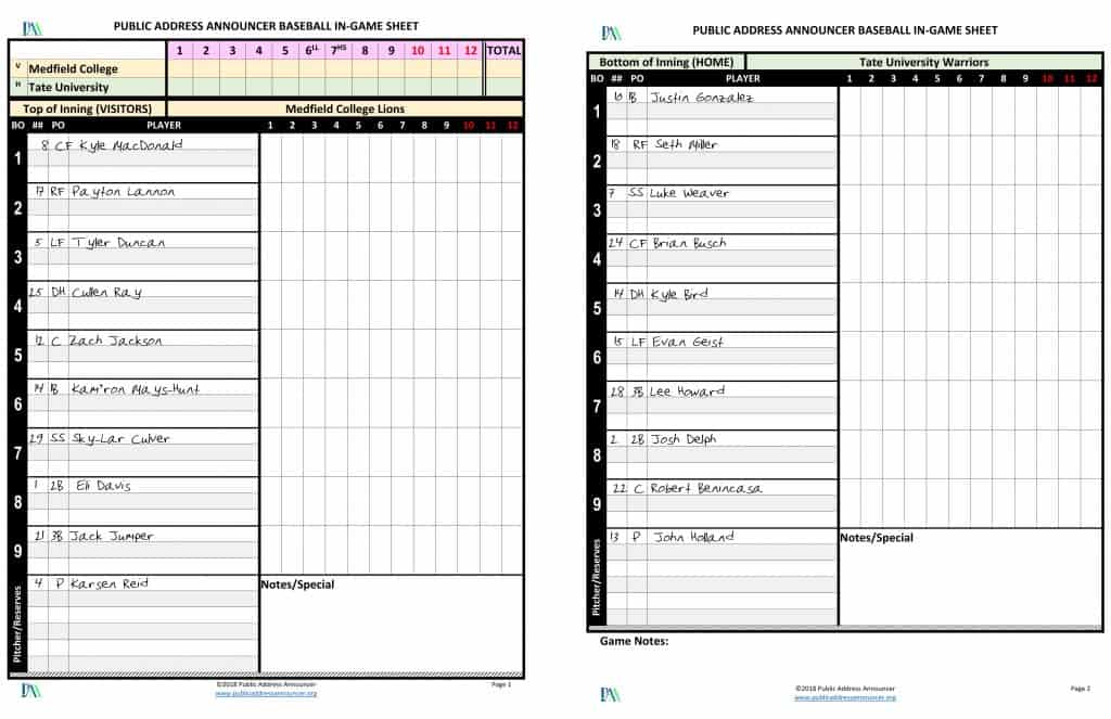 Public Address Announcer Forms