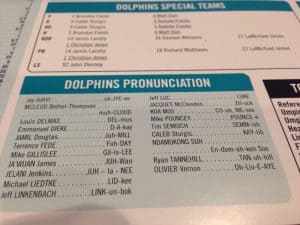 Public Address Announcer Pronunciations Sample Miami Dolphins