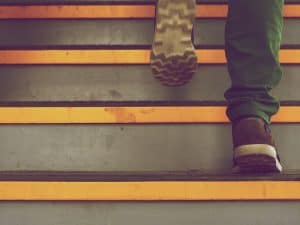 Public Address Announcer Climbing Steps