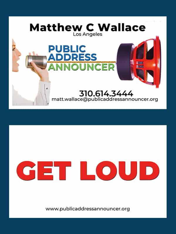 Public Address Announcer Cards