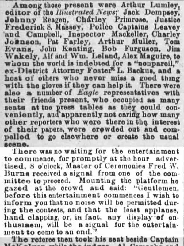 Public Address Announcer Fred Burns Speech 1889