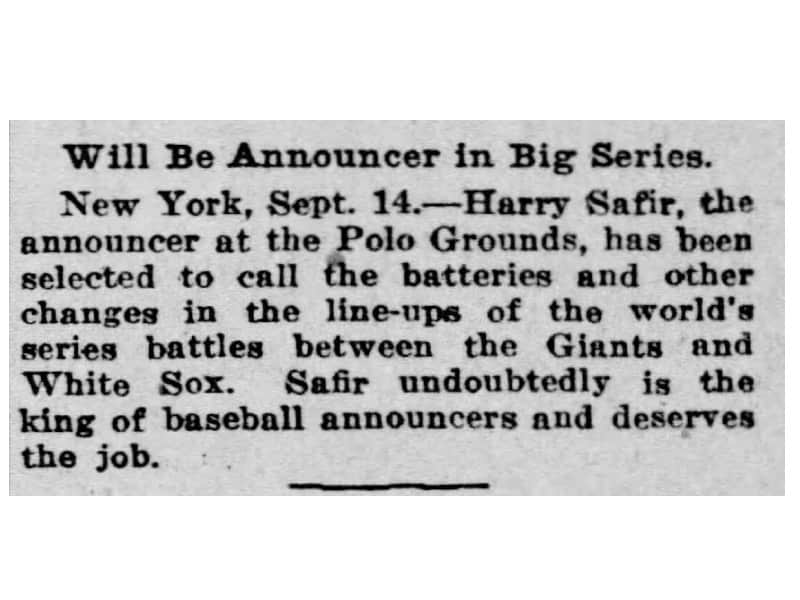 Public Address Announcer Harry Safir