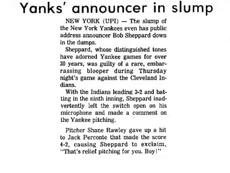 Public Address Announcer Bob Sheppard