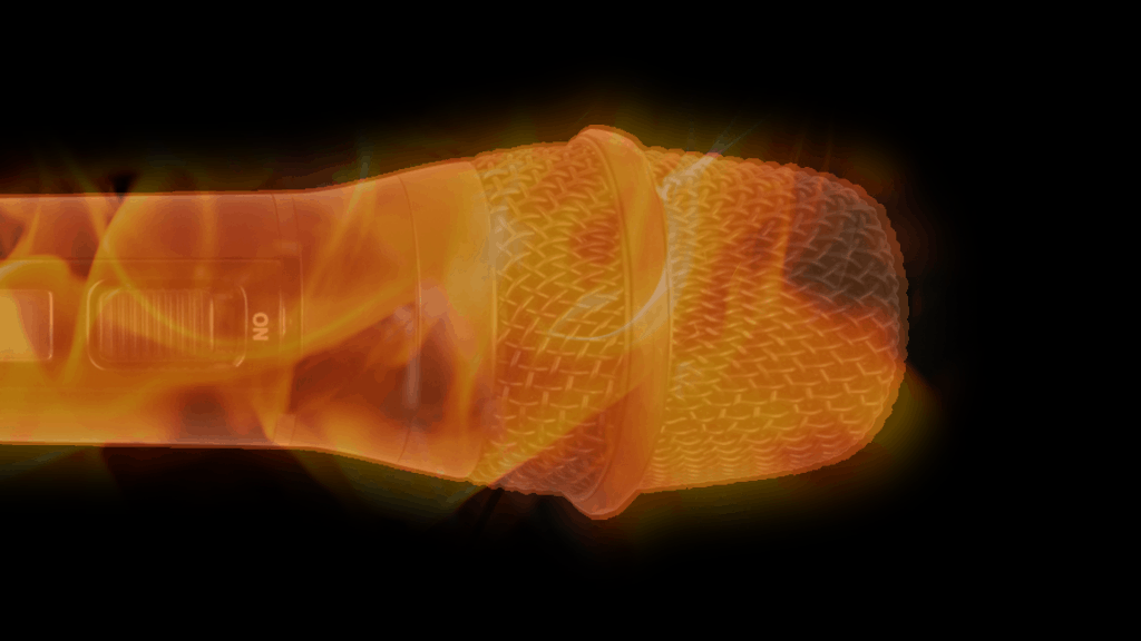 Flaming Hot Microphone on fire