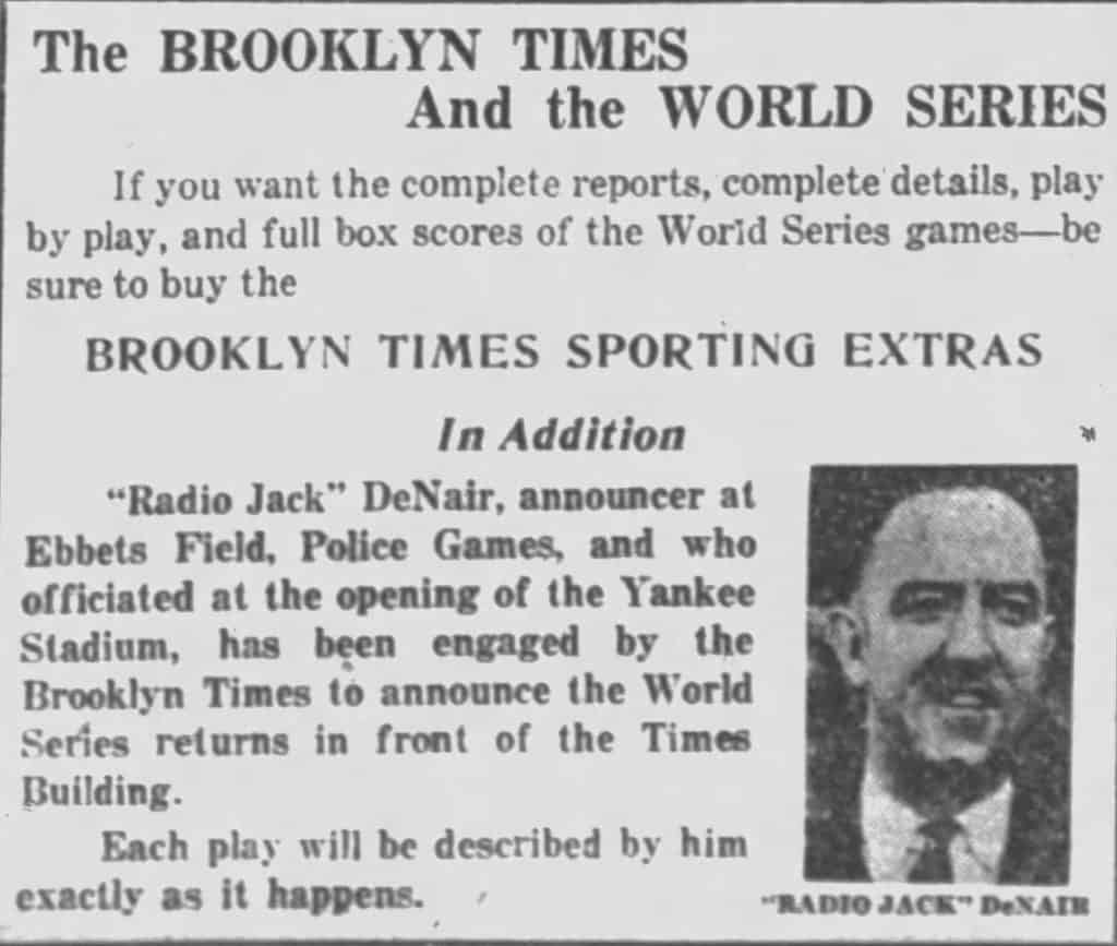 Public Address Announcer Radio Jack DeNair
